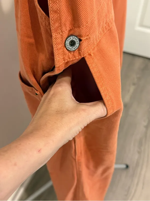 For Joseph XS Orange Overall Maxi Dress Pinafore Jumper Vintage Style Made USA - Image 4