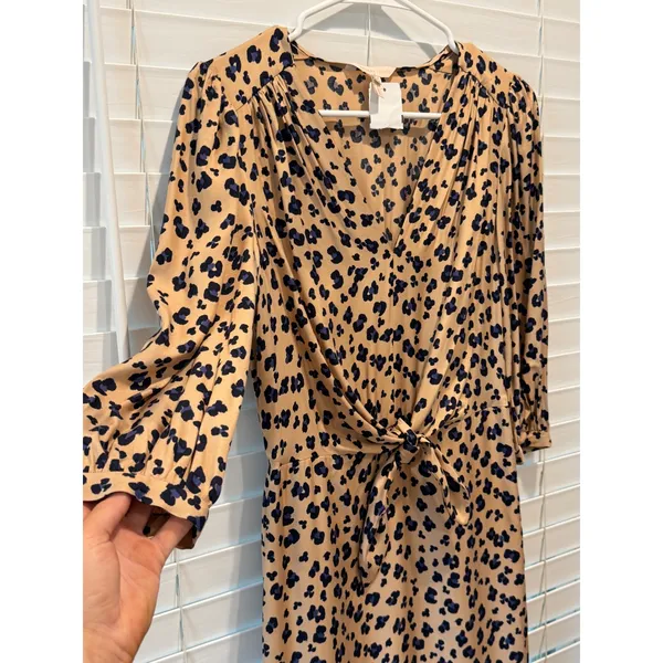 NEW Rebecca Taylor Mini Dress Tie Waist Cappuccino Print Silk Blend‎ Size 0 $395 - Image 8