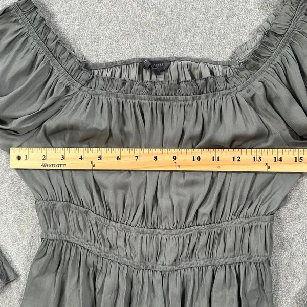 Grade & Gather Peasant Blouse Women's Small Green Long Sleeve Pleated Laganlook - Image 6