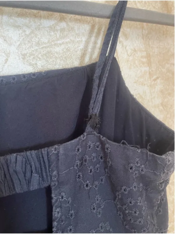 Free People Salvador Midi Dress Sz M Black Cream Embroidered Corset Back Detail - Image 5
