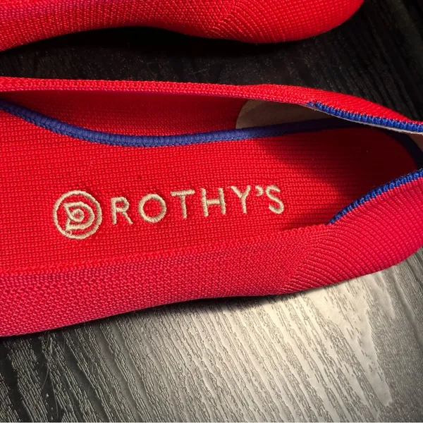 Rothy’s The Point Vibrant Red Pointed Toe Shoes Flats 8 Retired EUC - Image 3
