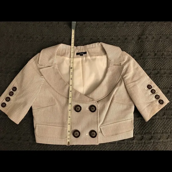 2 Piece Crop Jacket/Pants Outfit Tan - Image 2