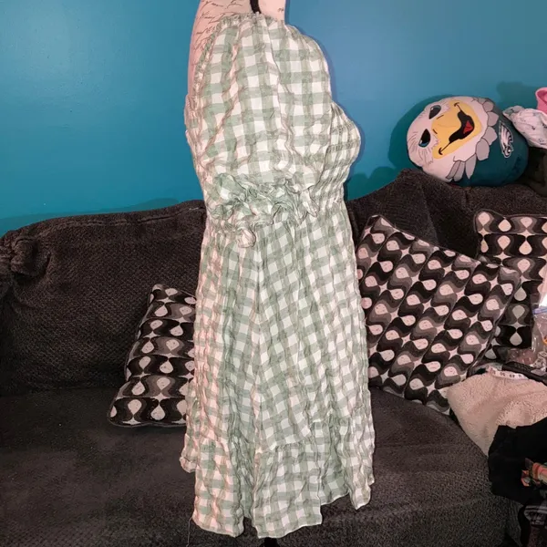 Princess Polly Adelio Green Plaid Puff Sleeve Mini Dress, Size 0 - Image 2