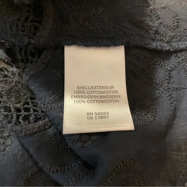 Banana Republic Navy Blue Eyelet Embroidery Tank Top Baby Doll Cotton Sz S - Image 6