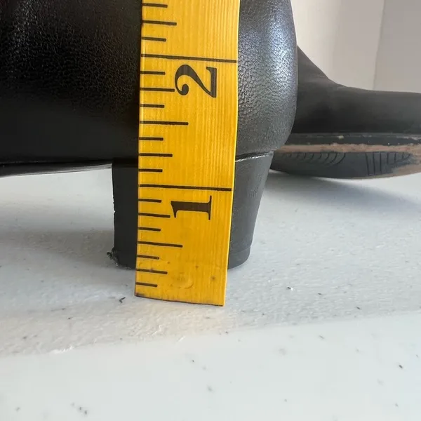 Black Knee High Leather Riding Boots Low Heel Italian AGL Size 37.5 (US 7) - Image 9