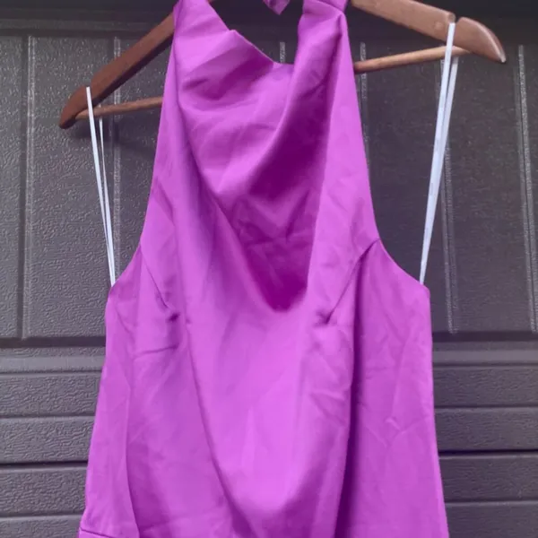 Elliatt Satin Halter Cocktail Dress Violet Asymmetrical Large NWT - Image 4