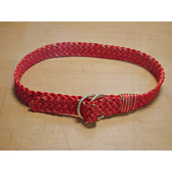 Vintage Red Gold Braided Woven Belt D Ring Gold Tone Buckle Fashion Y2k Boho Adj - Image 4