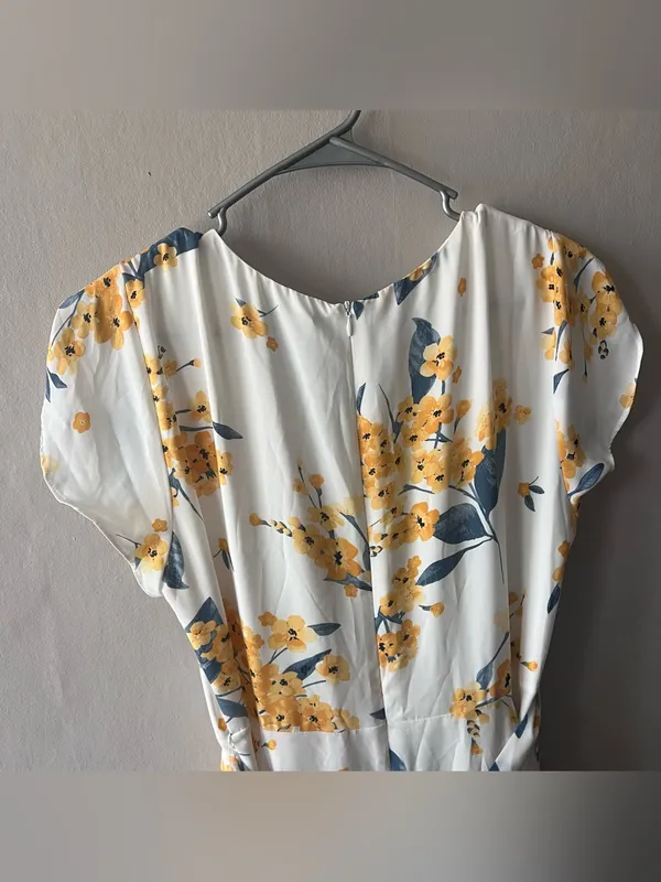 Lulus French Countryside White and Yellow Floral Print High-Low Dress Size XL - Image 8