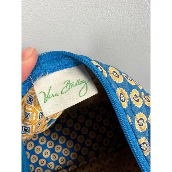 Vera Bradley Floral Shoulder‎ Bag Yellow Blue Zip Pockets Adjustable - Image 3