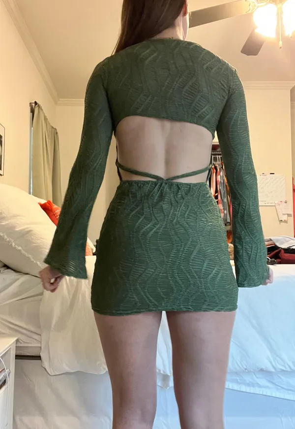 Olive Green Dress - Image 4
