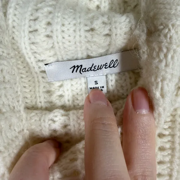 Madewell NWT‎ White Pointelle Mock Neck Merino Wool Sweater - Image 3