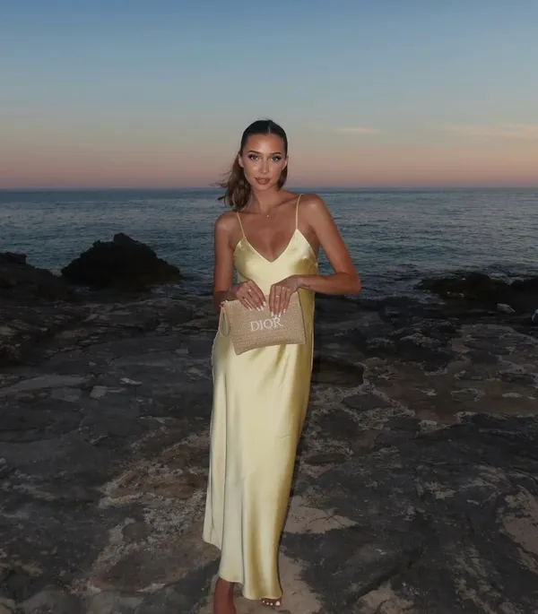 Zara maxi dress flowy butter yellow satin effect wedding evening party - Image 6
