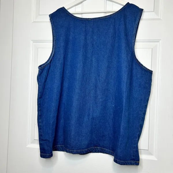 HOMELAND AUTHENTICS Vintage Denim Elephant Patch Tank Top One Size‎ - Image 4