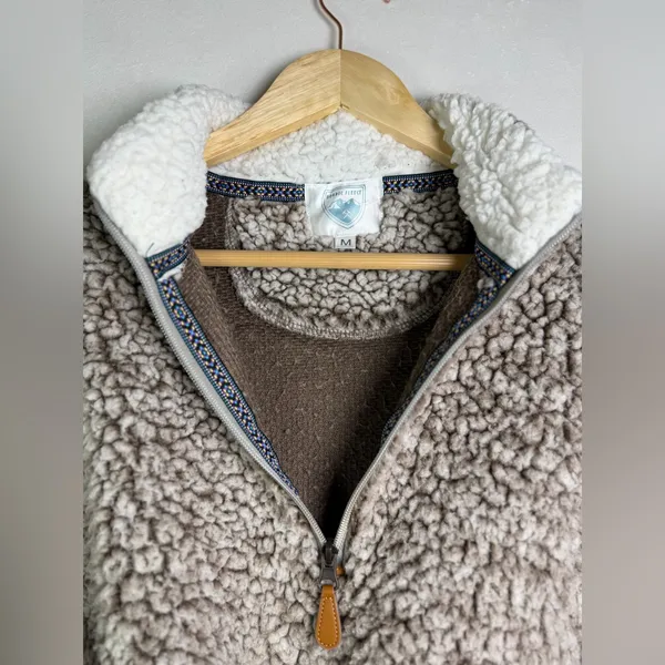 Nordic Fleece Women’s Sherpa Pullover Quarter Zip Teddy Faux Fur Sz M - Image 3