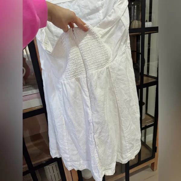 Abercrombie strapless linen mini dress lined fit & flare white bride graduation - Image 8