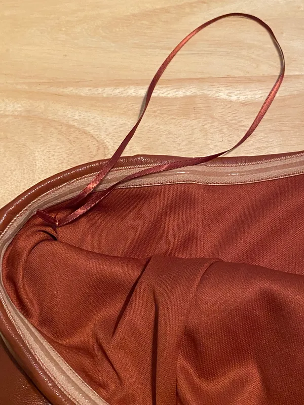 The Clothing Exchange Company Faux Leather Dark Orange Brown Tube Top - Image 5