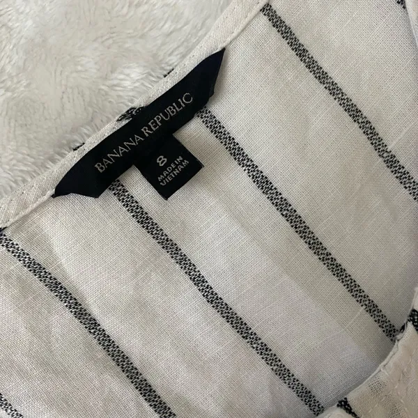 Banana Republic Striped Linen Blend Wide Leg Cropped Jumpsuit - Image 9