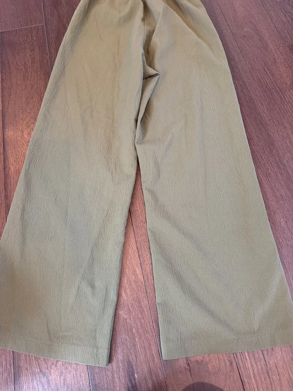 Women’s Elastic-Waist Wide Leg in Olive Green Small - C19-030 - Image 6