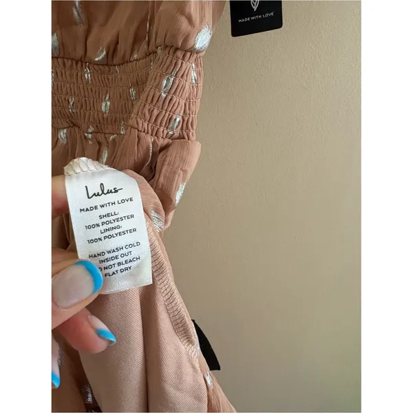 Lulus Cause to Celebrate Mauve and Silver Ruffled Tiered Midi Dress Size Small - Image 9