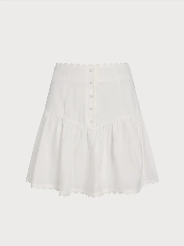 Rihoas White Button Ruched Mini Skirt - Image 7
