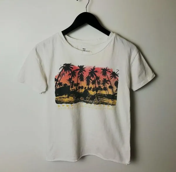 Disney The Lion King T Shirt Raw Hem Crop Top 100% Cotton Graphic Tee Top M - Image 8