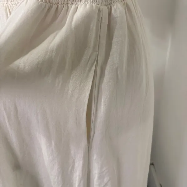 Madewell Lucie Smocked Linen Blend Midi Dress Sz S White - Image 3