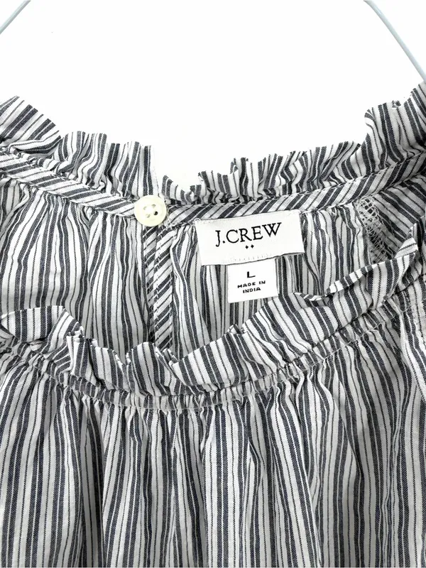 J.CREW Striped Flutter Sleeve Blouse 100% Cotton Blouse Top - Image 6