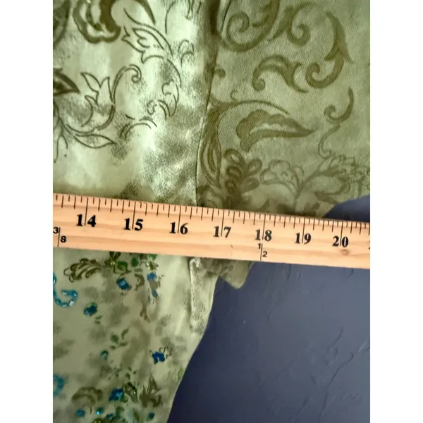 Forbidden Vintage Y2k Fairy Short Sleeve Boho Sequin Top‎ Green Blue Large - Image 5