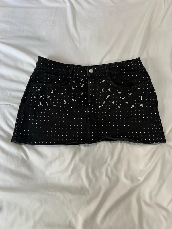 Gianni Bini Rhinestone Denim Skirt - Image 2