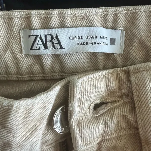 Zara Women's Cream High Rise Mom Jeans Straight Leg Denim Pants Size 0 - Image 6