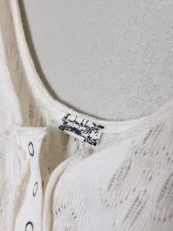 NEW Free People Intimately Home Alone Long Johns S Ivory Lace Onesie Pajamas - Image 2