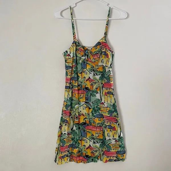 Forever 21 Tropical Mini Dress Small Vacation Sundress Y2K - Image 2