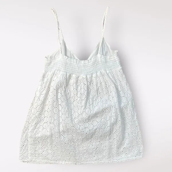 American Vintage White Eyelet Lace Sweetheart Neck Tank Top‎ Size S - Image 3