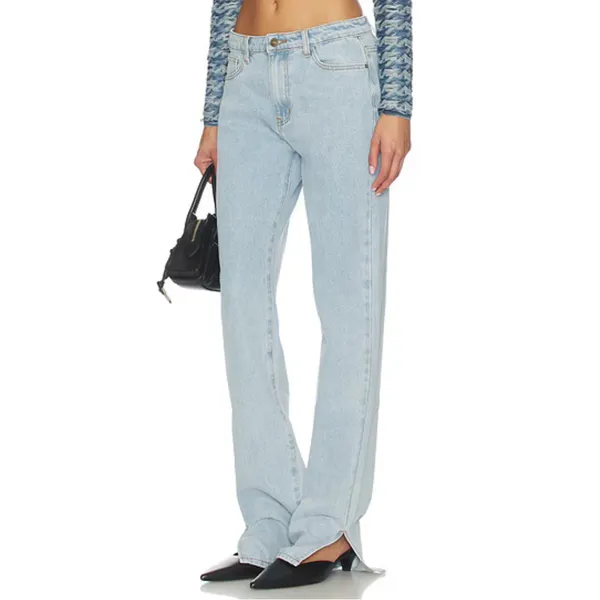 Lioness Alabama Split Hem Dark Wash Straight Leg‎ Denim Jeans Size XS - Image 2