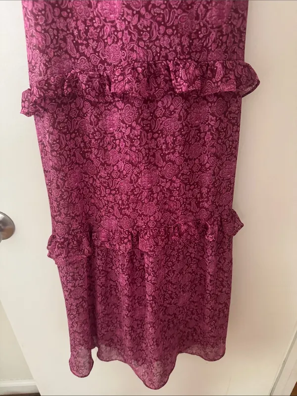 o.p.t. Ruffled Floral Lace Maxi Dress in Berry - Image 4