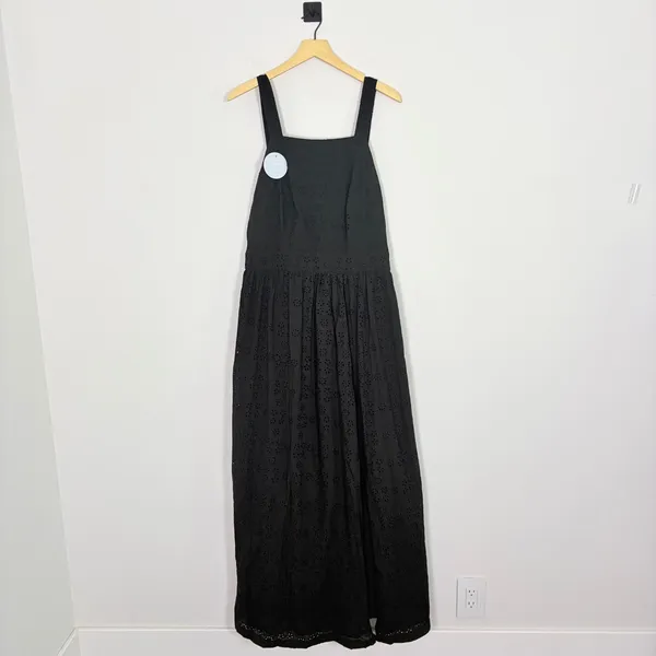 Black Eyelet Maxi Dress with Cross-Back Straps NWT - Image 3