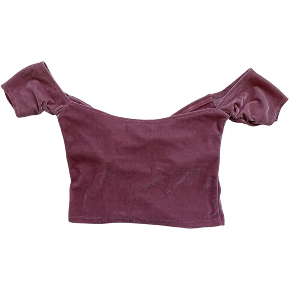 Kimchi Blue UO Esme Pink Velvet Off The Shoulder Knot Front Crop Top Wmns Medium - Image 8