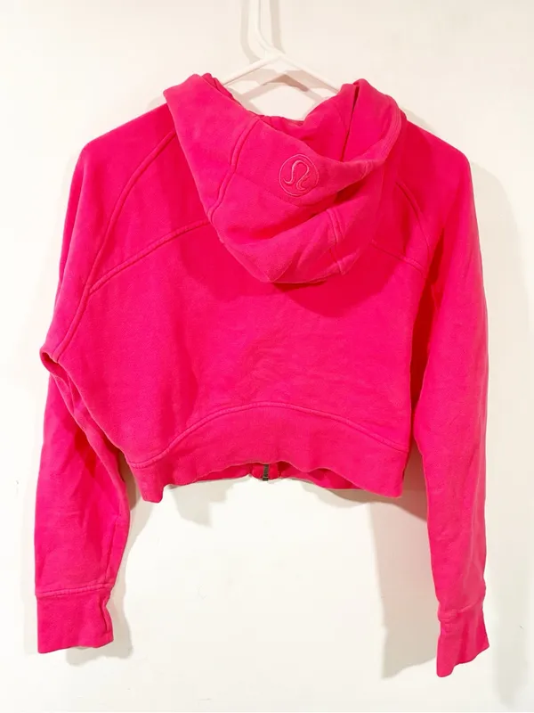 Lululemon Lip Gloss Pink Scuba Full Zip Cropped Hoodie Sweatshirt Size 10 - Image 4