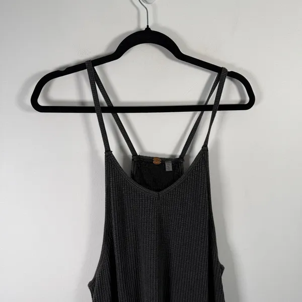 Free People FP One Thermal Waffle Knit Jumpsuit Grey Slouchy Harem Pockets Small - Image 5