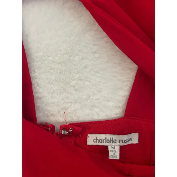 Charlotte Russe Red‎ Halter Cross Back Skater Dress Medium Sleeveless Party Mini - Image 6