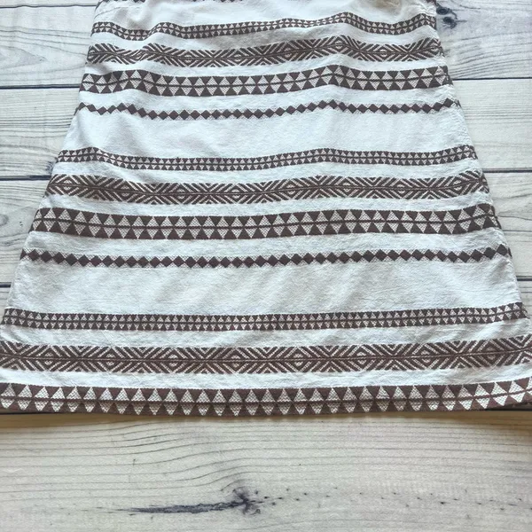 Aerie Brown & Cream Geometric Boho Open Back Sun Dress - Image 4