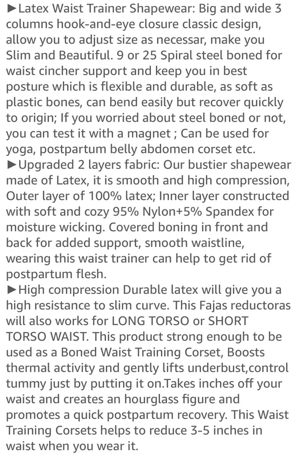 YIANNA Black Latex Underbust Sport Waist Trainer - Image 3