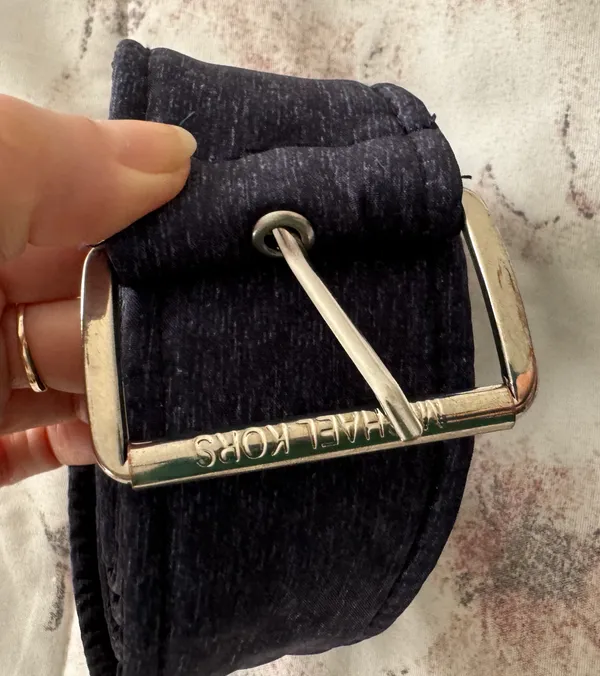 Navy Blue Canvas Fabric Belt with Silver Buckle, size 64” - Image 6