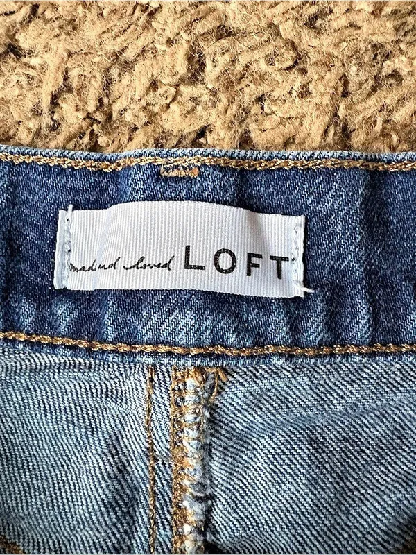 LOFT Distressed Denim Jean Shorts in Blue Waist 27 - Image 3