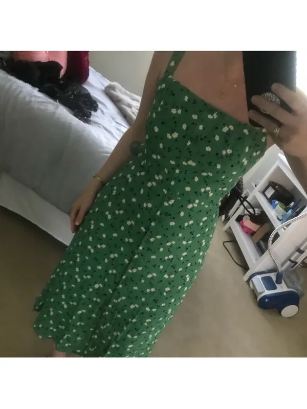 Reformation “Persimmon” green floral dress 2 - Image 8