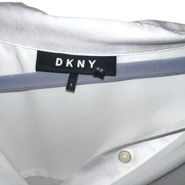 DKNY | Sheer Satin Button-Up Blouse | L - Image 2