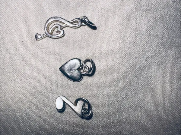 Sterling Silver Musical Notes & heart charms set of 3 - Image 2