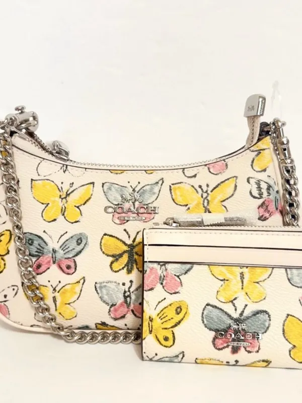 NWT Coach Teri Mini Crossbody Bag With Butterfly Print CAJ94+ card case CAR22 - Image 2