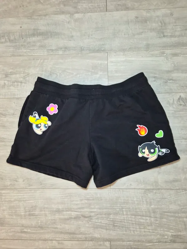 Black Powerpuff Girls Patch Shorts Large - Image 2