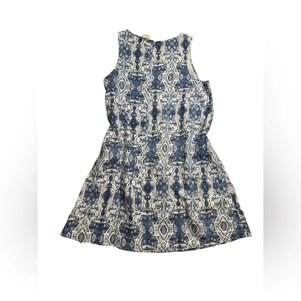 🌿✨ Rachel Zoe 100% Linen Blue Boho Print Sleeveless Dress M ✨🌿‎ - Image 3